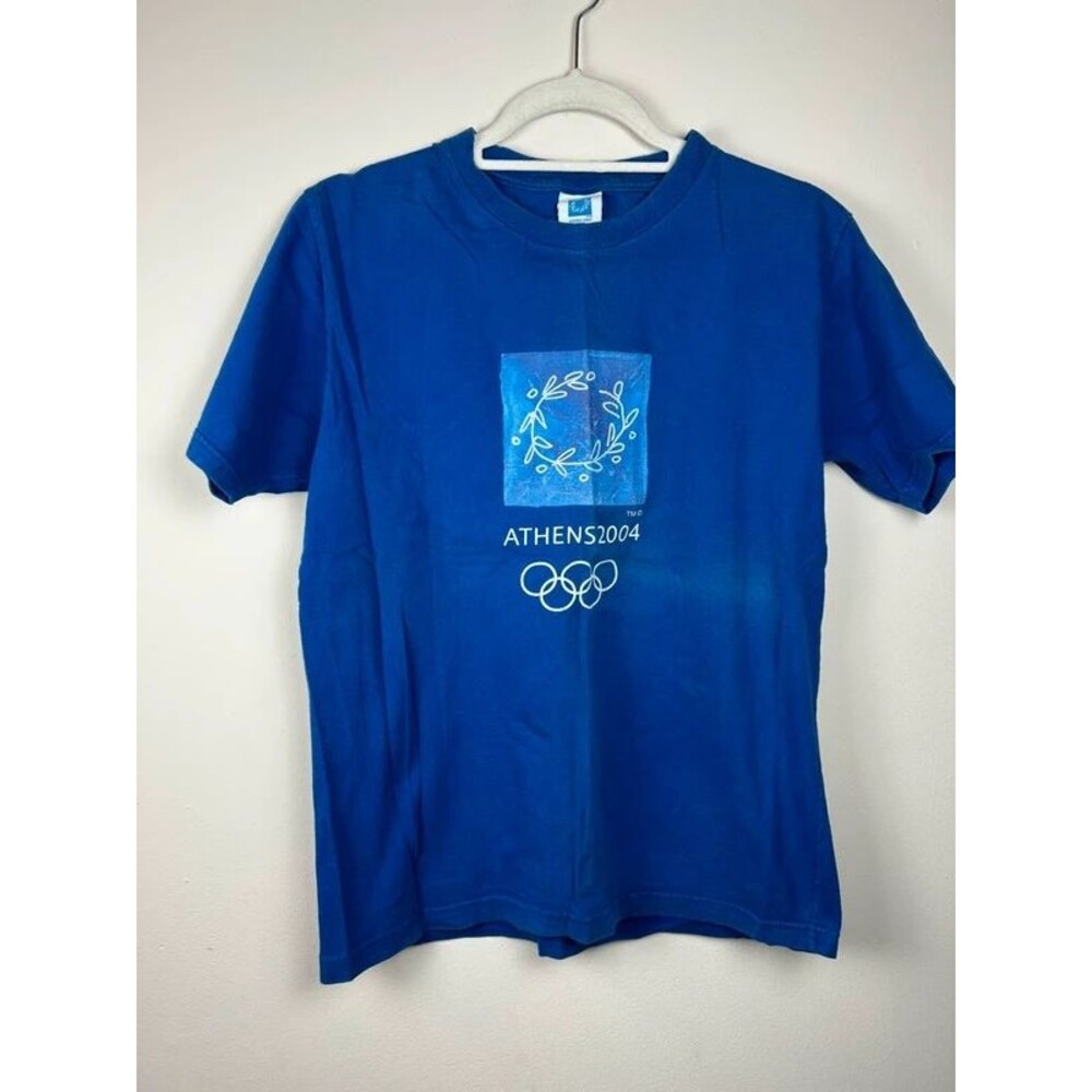 VTG High-Q Athens 2004 Olympics Greece Blue Graphic Shirt, Size XS 100% Cotton
